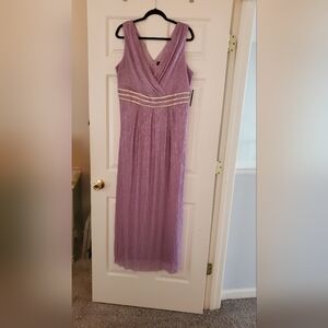 NWT R&M Richards Beautiful Lavender Sparkly Prom Dress w/Silver and Crystals